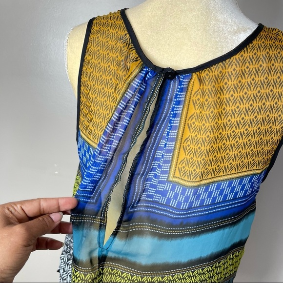 August Silk Options Women Sz Small Multicolored Chiffon Semi Sheers Top - Picture 7 of 12